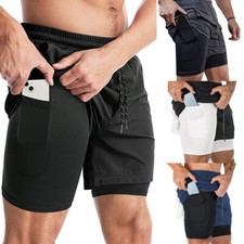 Herren 2 in 1 Laufshorts Running Fitness Kurz...