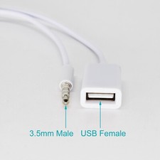 5pcs White 3.5mm Male 4 Pole AUX To USB 2.0 Type A Female OTG Adapter Cable