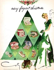 Coty Fragrant Christmas PERFUME Slalom Set EMERAUDE Fragrance 1947 Print Ad