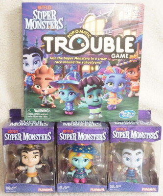 NETFLIX SUPER MONSTERS GAME PLUS 3 FIGURES ''KARYA, DRAC & CLEO  NEW & SEALED