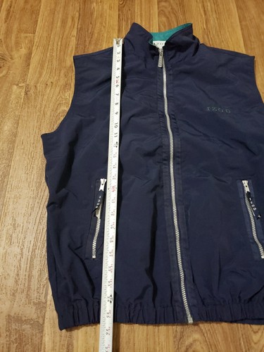 Izod Men's Size Medium Vintage Full Zip Up Mesh Nylon Lightweight Golf Vest Blue - Picture 5 of 8