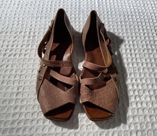 CYDWOQ Penalty 38 / 8 Handmade Brown Leather Sandals Open Toe Shoes Flats