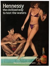 1986 Hennessy Cognac Swimsuit Photo Civilized Way to Test the Waters 8.5"x11"