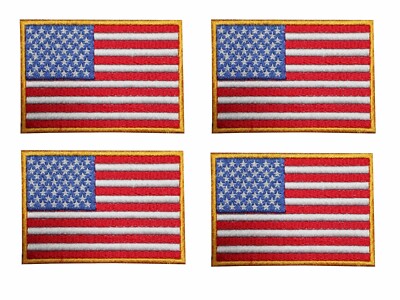 US Flag Embroidered Patch Sew on -3.4'' x 2.3'' (4 Pack)