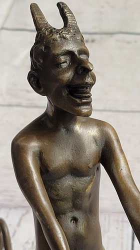 Edición Coleccionista Firmado Sátiro Fauno Diablo Diabólico Bronce Escultura Figura Desnudo - Imagen 6 de 10