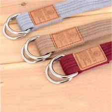 Braided Tactical Belt Unisex Canvas Double Ring Buckle Belt Casual Nylon Belts