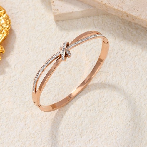 Bow Knot Bangle Bracelet With Crystals 17cm Chic Everyday Jewellery Gift For Her - Picture 9 of 9