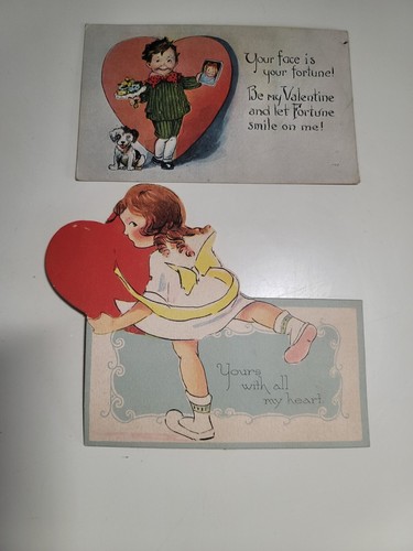 2 Vintage Valentine's Day Postcards 1 Cent Antique Early 1900's Lot Set - Imagen 5 de 7