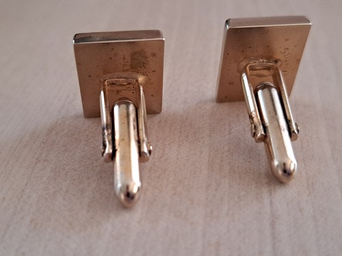 Simple Rectangle Embossed Gold Tone Quality SWANK Vintage Cuff Links plain - Picture 6 of 10