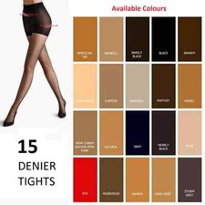 1/3/6 X Pairs Women/Ladies 15 Denier Plain Knit Luxury Tights Fits 42-48'' Hips