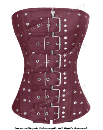 Heavy Duty 24 Double Steel Boned Waist Training Leather Overbust Corset #1216-LE - 第 11/18 張圖片