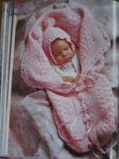 Baby's bunting  bonnet  AF-122 vintage crochet pattern