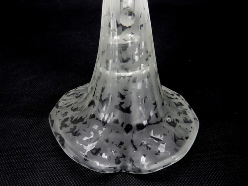 Crystal Fenton Candle Holder In the Shape of a Cornucopia, Frosted Etched - Picture 10 of 12