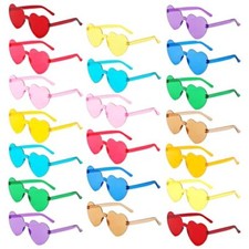 20 Pairs Heart Shaped Sunglasses Bulk, Colorful Rimless Fun Heart Sunglasses