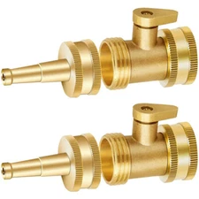 2PCS Brass High Pressure Hose Jet Nozzle Hose Shut off Valve 3/4 Inch Connectors