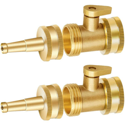 #ad 2PCS Brass High Pressure Hose Jet Nozzle Hose Shut off Valve 3 4 Inch Connectors $18.78