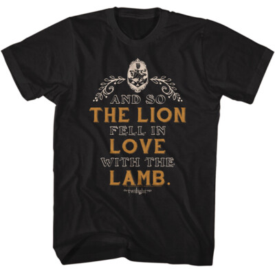 Twilight Movie Saga T- Shirt Lion Lamb Quote Adult New  Licensed Black Cotton