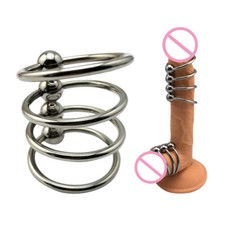 Three Ring Stainless Steel Penis Head Glans Cock Ring Sex Increase Orgasm Toy