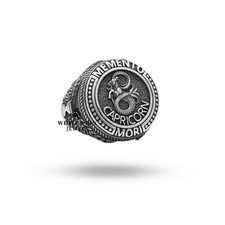 Memento Mori Ziege Biker Steinbock Sternzeichen 925 Silber Herrenring Geschenk