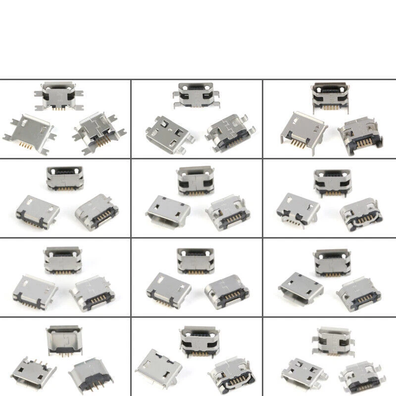 60pcs=12 Modelsx5 Micro USB Connector 5Pin Jack Socket Female For Mobile Tablete - Image 2 of 4