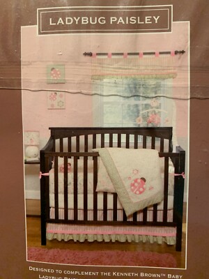 NEW KENNETH BROWN LADYBUG PAISLEY WINDOW VALANCE 44X11 ~ Pink, Ivory, Green