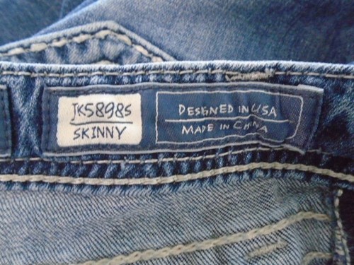 MISS ME Denim Girls Crystals Stretch Embellished Low Rise SKINNY Blue Jeans 14 - Picture 9 of 10