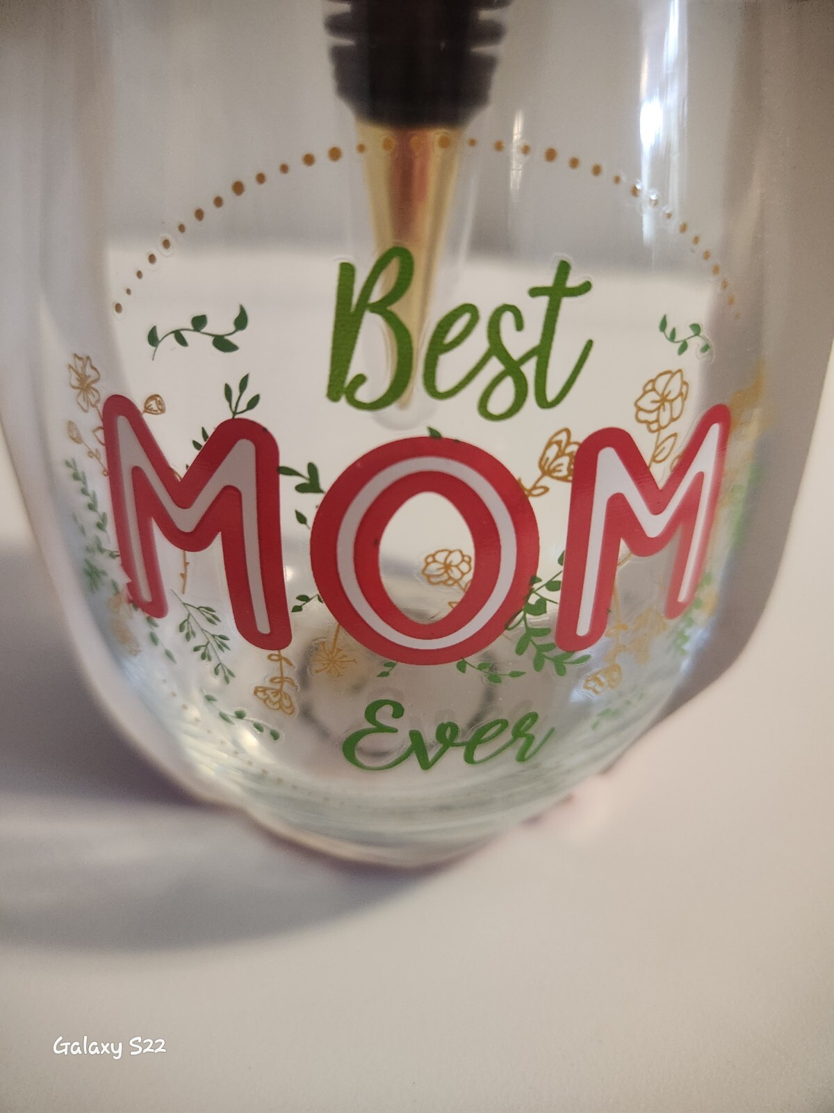 ICUP Inc. BEST MOM EVER Stemless Wine Glass With Bottle Stopper 21oz. Brand New