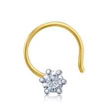 0.17Ct Senco Gold 18k Hexa Marvel Diamond Nose Pin For Women