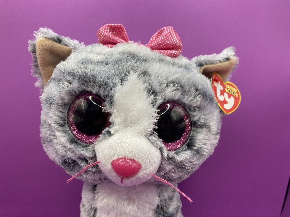 Ty Beanie Boos - KIKI the Grey Tabby Cat (9 Inch - Medium Buddy