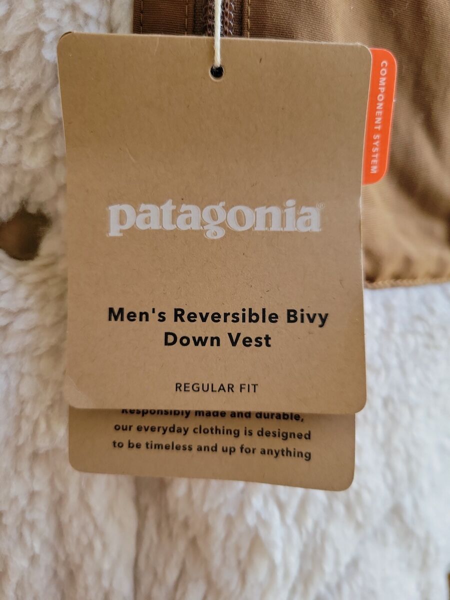 Patagonia Men's XL Reversible Bivy Down Vest. Classic Tan Patagonia Men's XL Reversible Bivy Down Vest. Classic Tan