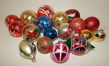 Lot 18 Gorgeous Stenciled Glittered Glass Assorted Christmas Ornaments