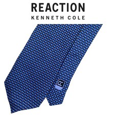 Reaction Kenneth Cole Blue Tie - 2 Tone Blue Micro Squares 100 Silk Necktie