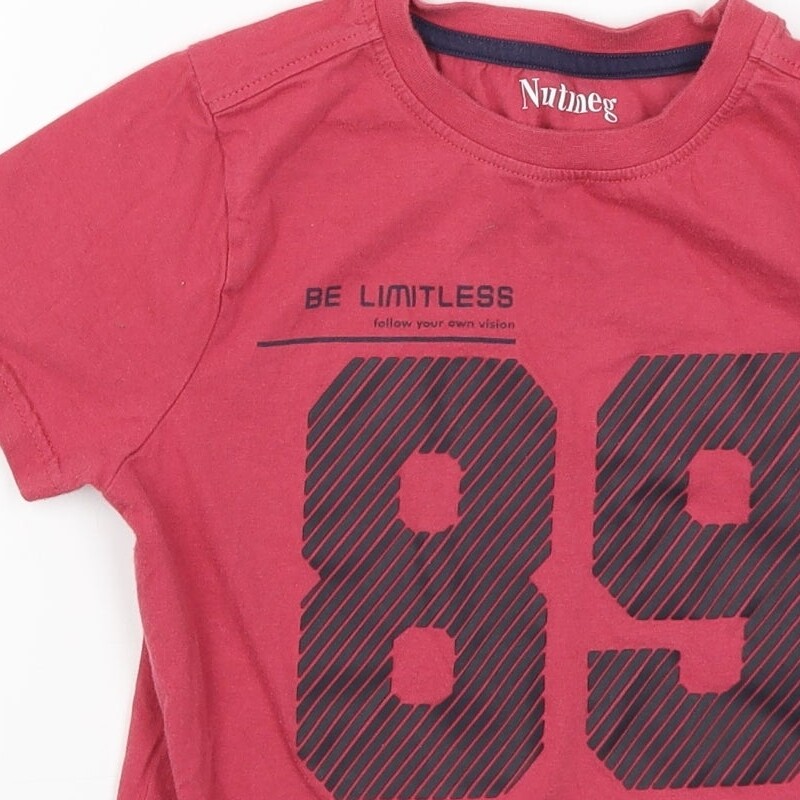 Nutmeg Boys Red 100percent Cotton Basic T-Shirt Size 7-8 Years Round Neck image 8
