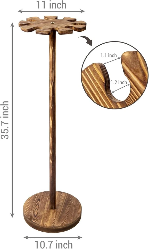 Estante de exhibición independiente de madera rústica para bates de béisbol, soporte para bates, tiene capacidad para 9 bates Foto 4 de 4