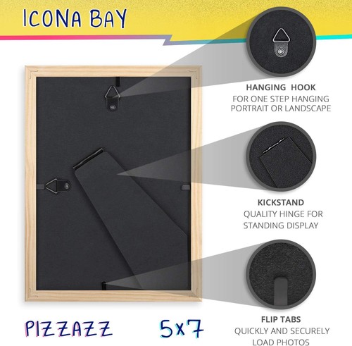 Icona Bay 5x7 Picture Frame, Red Colored Solid Wood Scandinavian Style Frame for - Picture 3 of 7