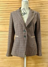 Paige Chelsee Blazer  Cordovan Check Plaid Beige Size M