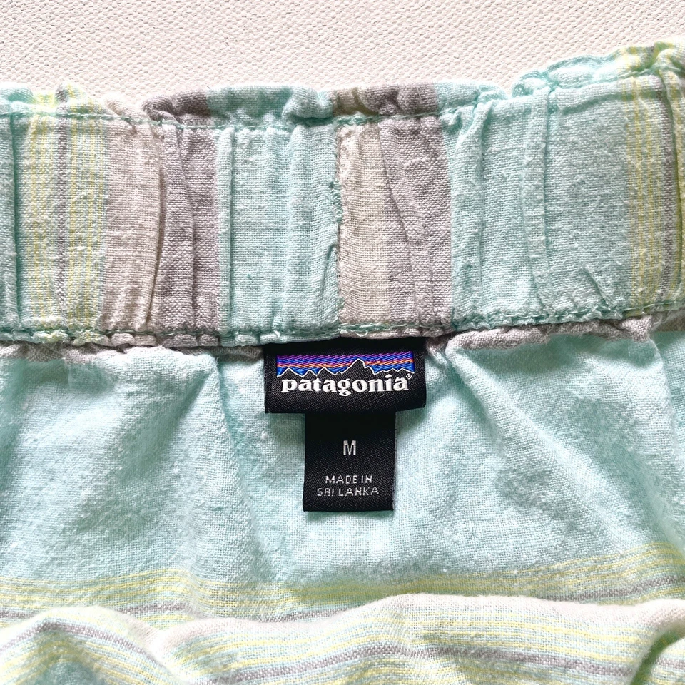 Patagonia Women’s M Striped Skirt Blue Green Drawstring Waist Pockets Casual - Image 3 of 4