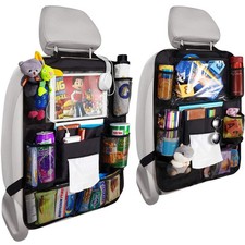 Car Backseat Organizer with Tablet Holder and 8 Storage Pockets Black-2Pack