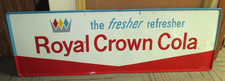 Vintage RC ROYAL CROWN COLA Soda Tin Sign Embossed ~ Rare 3 Diamond Crown Logo