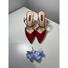 Nine West Red Patent Leather Pointed Toe Mary Jane Stiletto Heels Womens Size 7M
