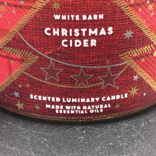 Bath & Body Works Christmas Cider 3 Wick Candle 14.5 oz Cinnamon White Barn - Picture 6 of 15