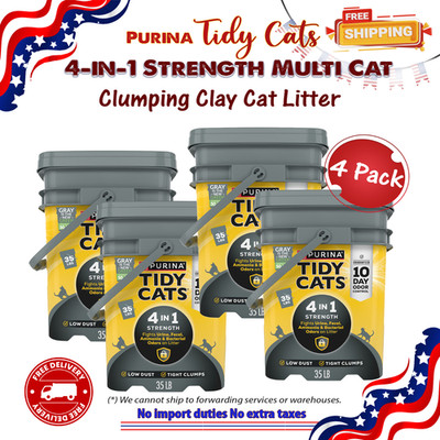 4 Pack Purina Tidy Cats 4 in 1 Strength Multi Cat Clumping Litter 35lb Multi Cat