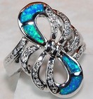 Australian Opal Inlay 925 Solid Sterling Silver Ring Jewelry Sz 8 BP5 — photo 1