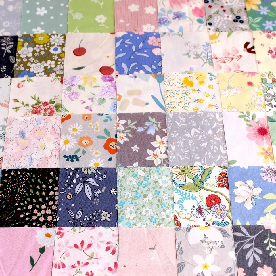 100 Floral Cotton Fabric 4" Precut Squares Quilting Sewing DIY Patchwork Charm - Image 2 of 4