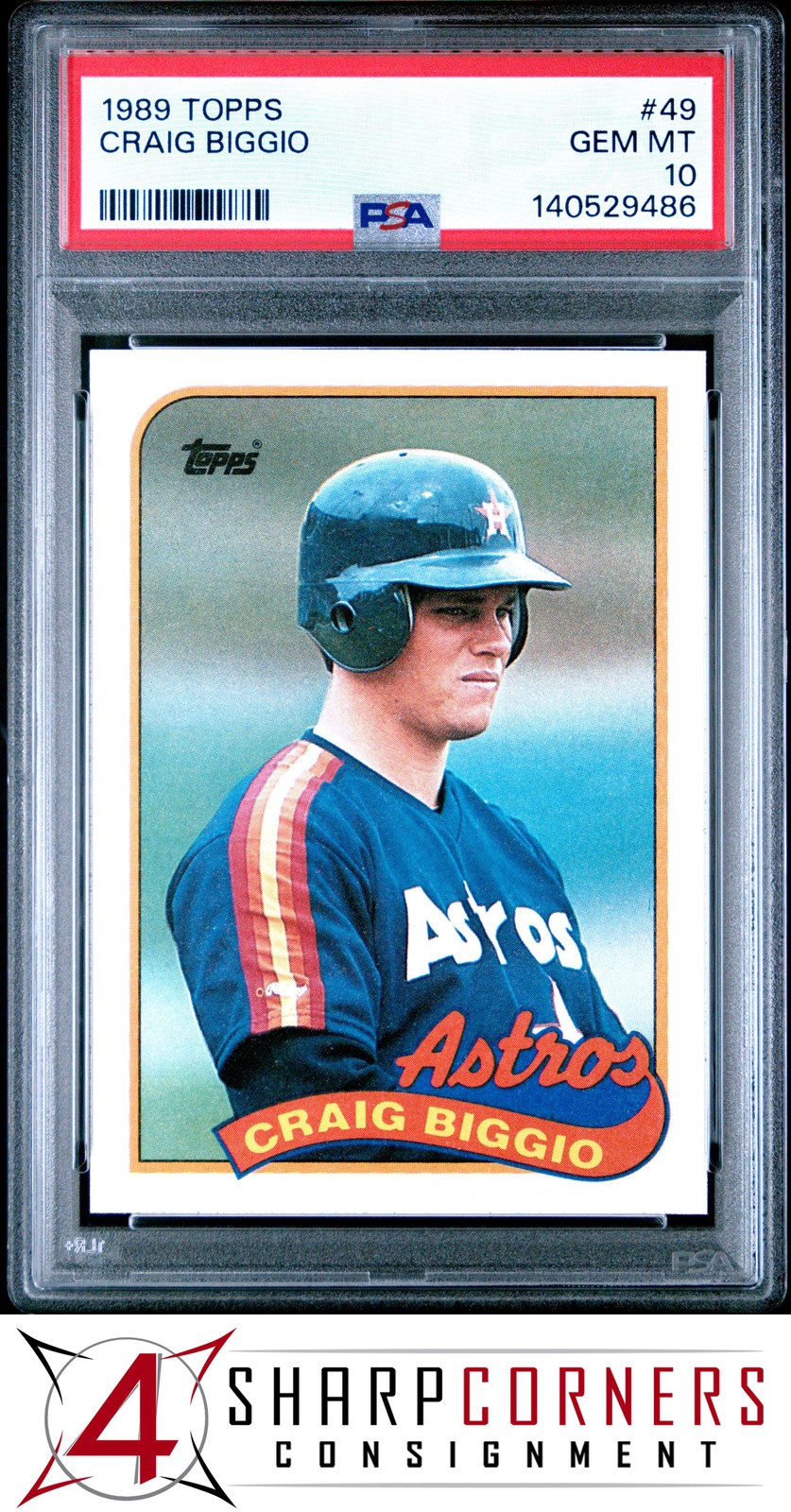 1989 TOPPS #49 CRAIG BIGGIO RC ASTROS HOF PSA 10