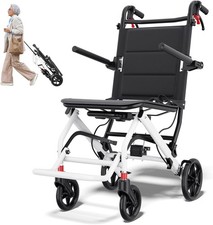 Lightweight Foldable Transport Chair 220 lbs Capacity Hand Brakes