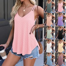 Plus Size Women Floral Cami Tank Tops Lady Summer Loose Holiday Vest Camisole
