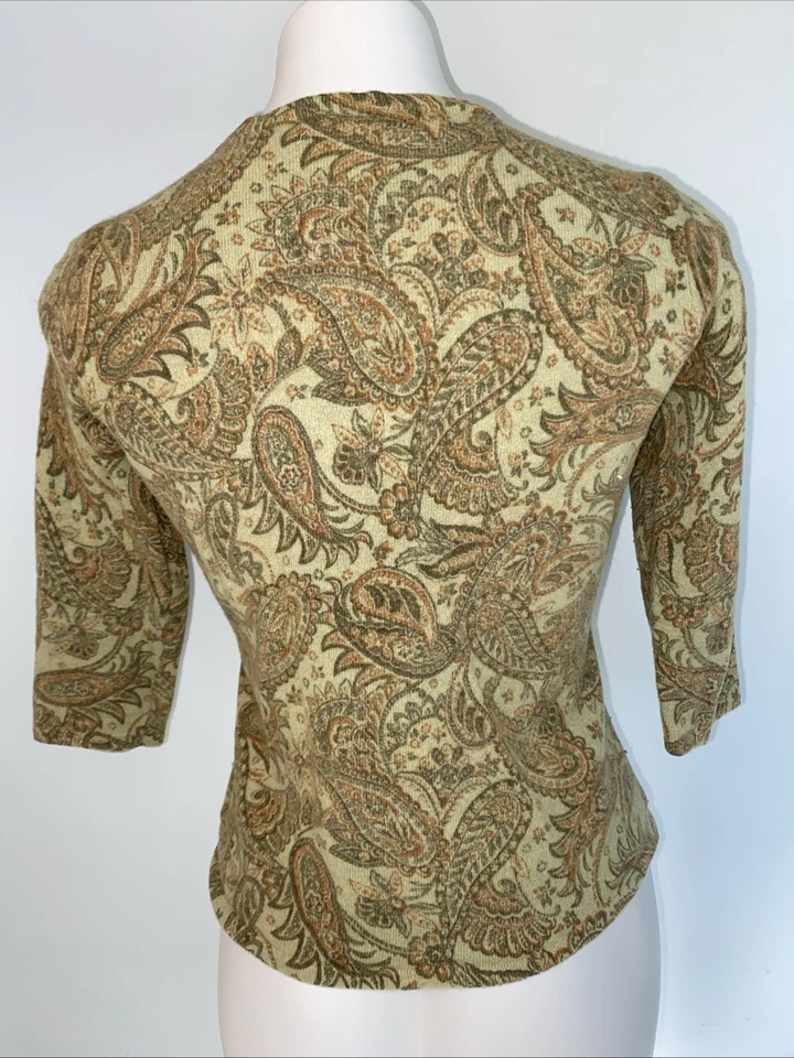 Suéter de cachemira Tweeds para mujer hada caprichoso boho romántico dorado oliva óxido talla XS Foto 2 de 4