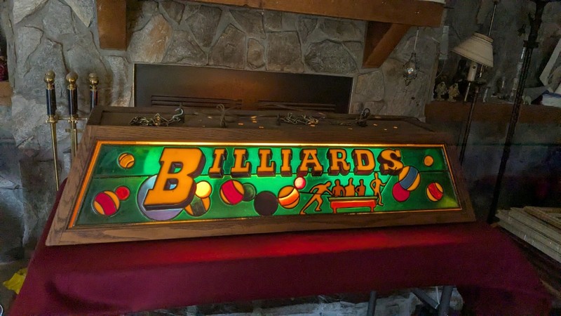 Academy Stained Glass Billiards Vintage 3 Domed "VERY RARE" Pool Table Light 
