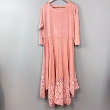 Soft Surroundings Eyelet Knit Maxi Dress Size M Petite Coral Boho Modest Artsy